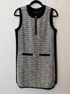 NWT Madewell Black & White Tweed Weave Sleeveless Dress Jumper (Sz 4)
